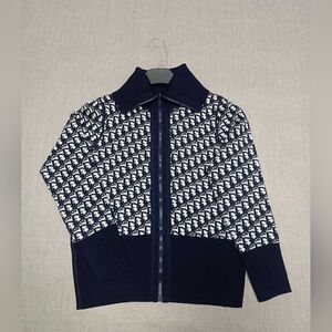 Dior Reversible Jacquard Zipper Cardigan Sweater